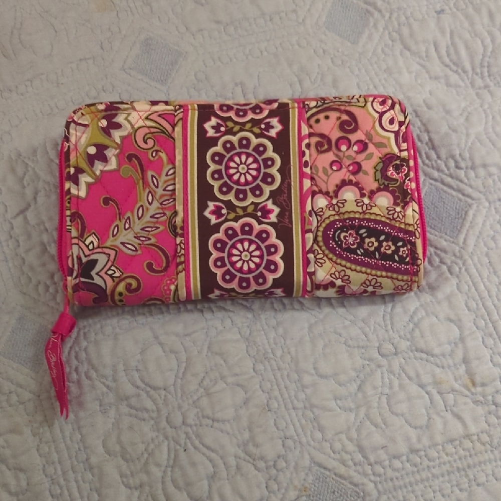 Vera Bradley Vibrant Pink and Brown Floral Wallet